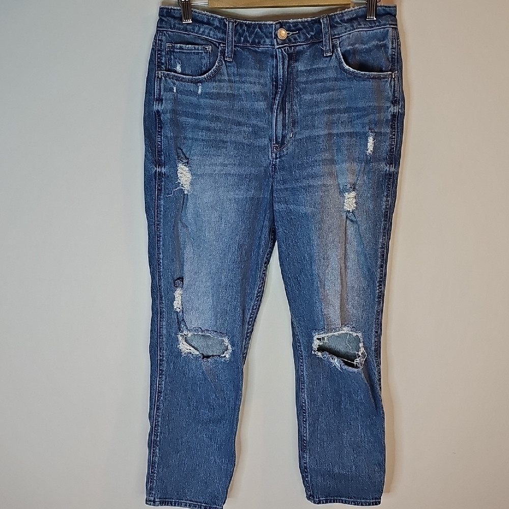 Hollister Size 12 High Rise Mom Jeans - Distressed Style Blue